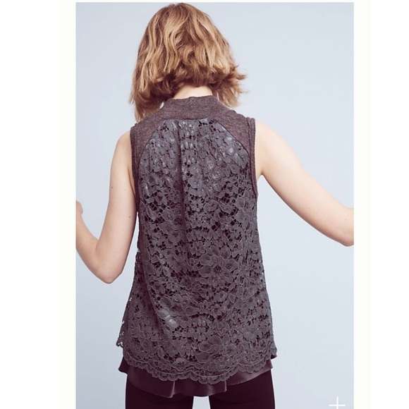 Anthropologie Sweaters - Anthropologie Ella Lace Moth Sweater Tank Sz XS